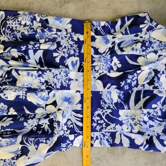Lauren‎ Ralph Lauren Dress Womens 6 Blue Floral Pleated Pockets Fit And Flare - Picture 13 of 13